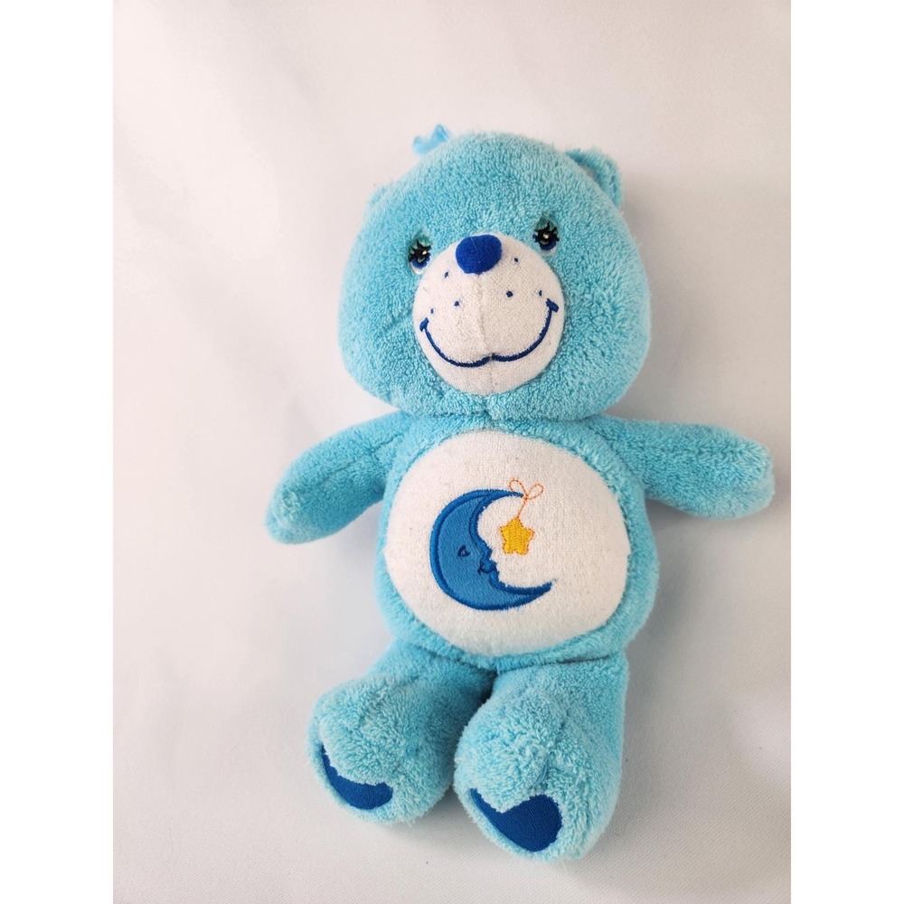 Vintage HTF 2004 Care Bears Rattle Bedtime Bear Sleepy Blue Moon Star Plush Toy